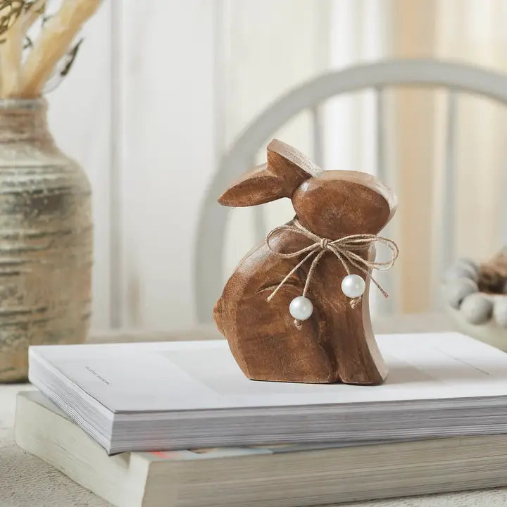 Natural Wooden Sitting Bunny 2 Styles