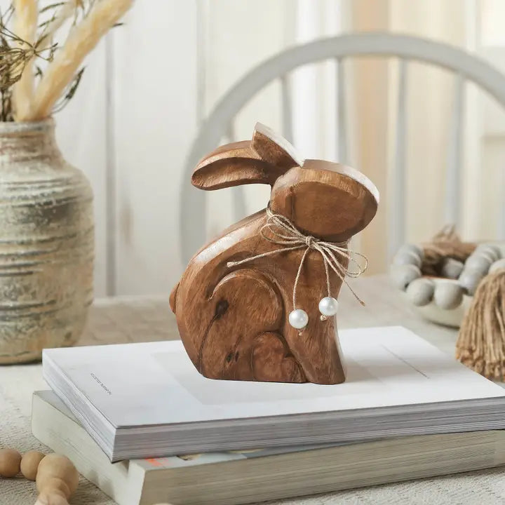 Natural Wooden Sitting Bunny 2 Styles