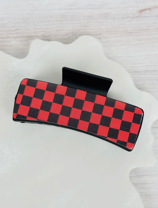 Black and Red Checkered Claw Clip