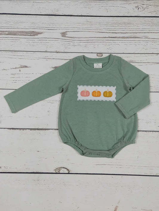 Embroidered Pumpkin Romper