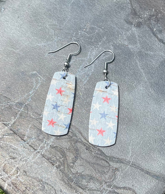 Rustic Leather Stars Earrings
