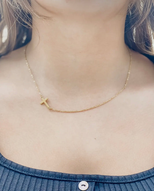 Faith On My Side Gold Cross Necklace