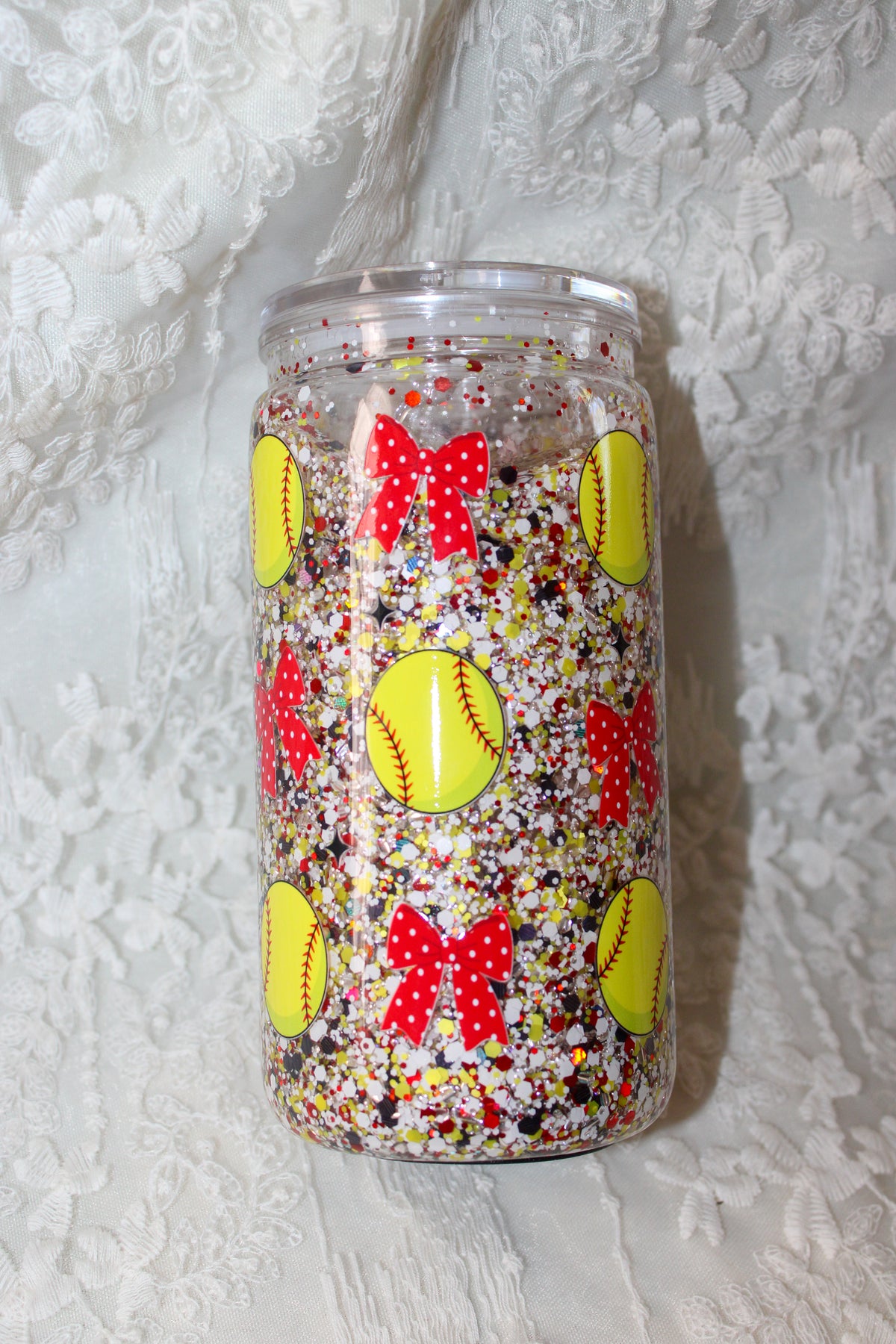 “Softball Mom” Glitter Cup