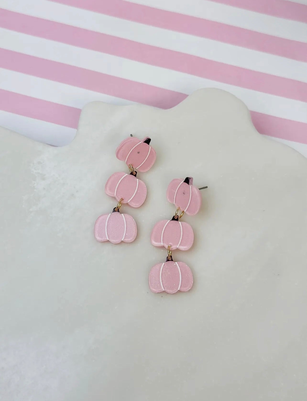 Pink Pumpkin Dangle Earrings