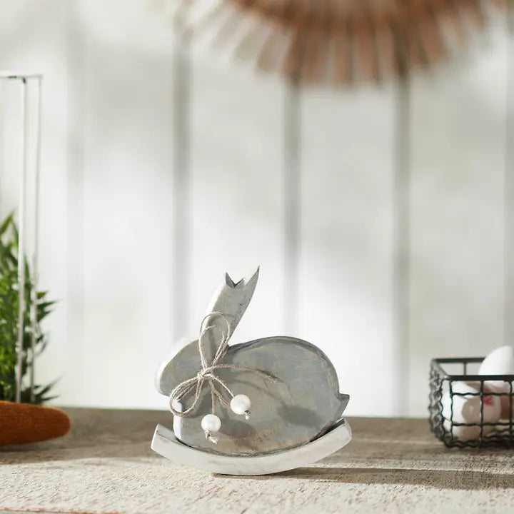 Wooden Bunny Rocker with Pearl Beads