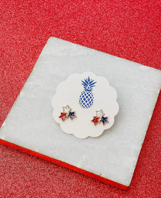 Glitter Star Cluster Enamel Stud Earrings